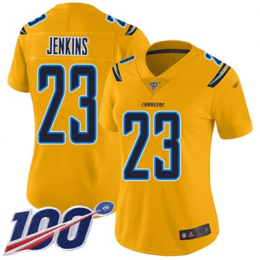 Los Angeles Chargers NFL Football Rayshawn Jenkins Gold Jersey Women Limited  #23 100th Season Inverted Legend->women nfl jersey->Women Jersey